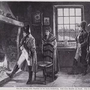 Napoleon I contemplating his situation as the War of the Sixth Coalition draws to an end, France, 1814 (engraving)