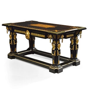 Napoleon III table, designed by Jean Brandely, marquetry by E. Varlot, Paris, c