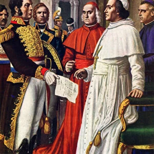 Napoleon serving notice of imprisonment on Pope Pius VII