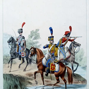Napoleonic Armee: Hussards. Engraving by Alfred De Marbot (19th century) 1806