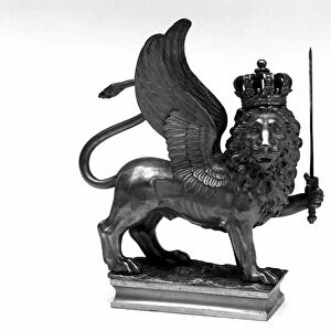 Napoleonic War: flag-bearing stem with the Venice lion used in the Russian campaign. 1812