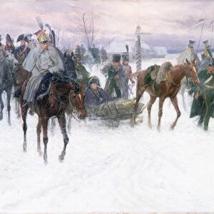Napoleons Troops Retreating from Moscow, 1888-89 (oil on canvas)