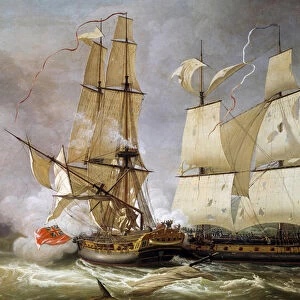 Naval battle between the French corvette "La Bayonnaise"