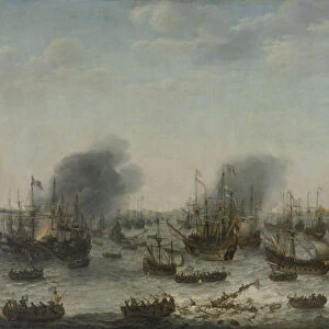 Naval battle near Gibraltar on 25th April 1607, 1639 (oil on canvas)