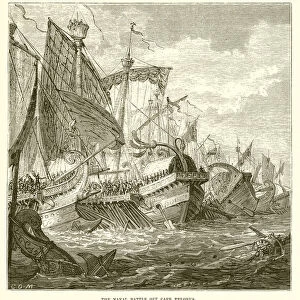 The naval battle off Cape Pelorus (engraving)