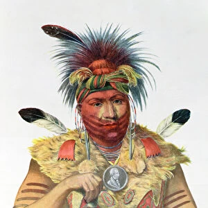 Ne-Sou-A-Quoit, a Fox Chief, illustration from The Indian Tribes of North America