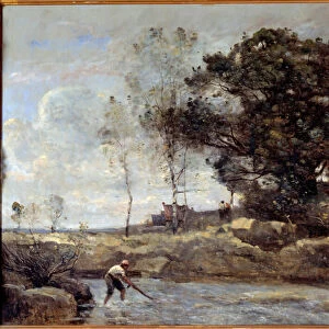 The net lift. Painting by Camille Corot (1796-1875), 1871. Oil on canvas. Dim: 0. 66 x 0