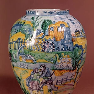 Nevers faience vase painted with scenes from the Old Testament (ceramic)
