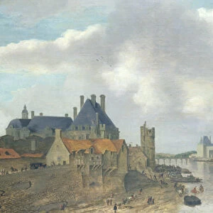 Nevers Hotel and the Louvre Palace, 1637 (oil on wood)