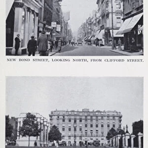 New Bond Street, looking north, from Clifford Street; The block of flats in Park Lane adjoining the Marble Arch (b / w photo)