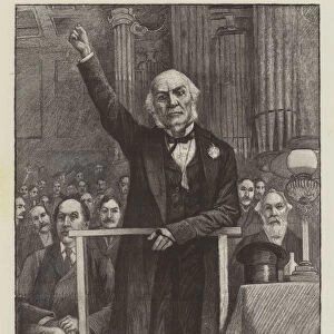 The New Midlothian Campaign, Mr Gladstone at the Music-Hall, Edinburgh, 30 June 1892 (engraving)