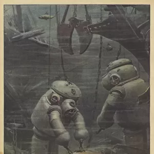 The new searches for the Claw in the waters of Brest to recover the treasure of Egypt (colour litho)