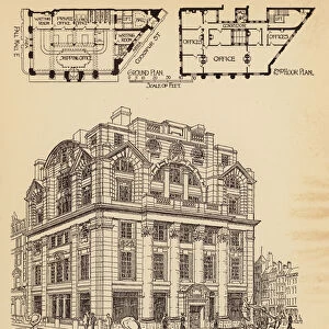 New shipping offices, Cockspur Street, London (litho)