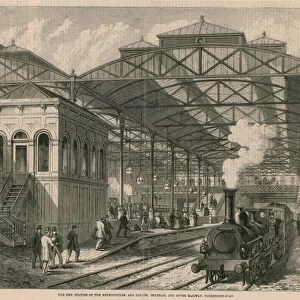 The new station of the Metropolitan and London, Chatham and Dover railway, Farringdon Road, London (engraving)