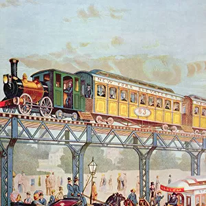 New York Elevated Railway, c. 1880 (colour litho)