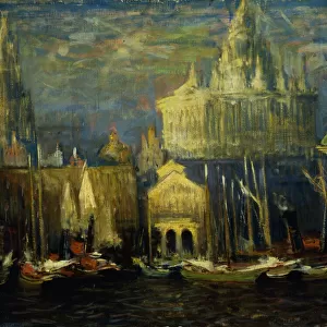New York Waterfront, 1925 (oil on canvas)