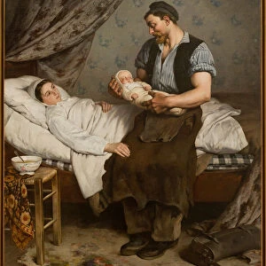 The newborn child, 1880 - Andre Gill (Louis-Alexandre Gosset de Guines, dit, 1840-1885)