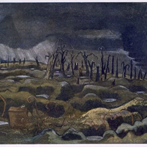 Nightfall, from British Artists at the Front, Continuation of The Western Front, Part Three, Paul Nash, 1918 (colour litho)