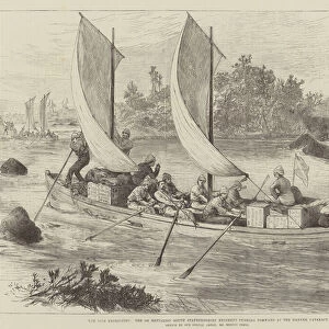 The Nile Expedition, the 1st Battalion South Staffordshire Regiment pushing forward at the Hannek Cataract (engraving)