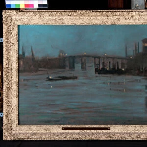 Nocturne, Battersea Old Bridge, London (oil on canvas)