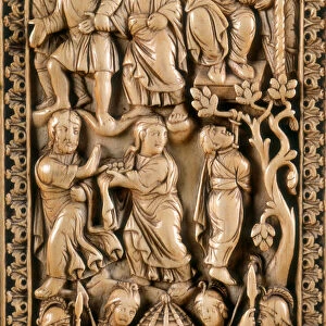 Noli me tangere and Judas hanging himself, detail of diptych known as Latino depicting scenes of Christs Passion (ivory)
