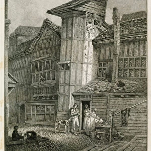 North East View of an old house lately standing in Sweedons Passage, Grub Street (engraving)
