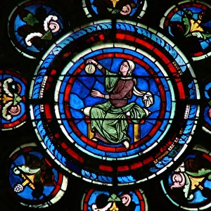 Detail from the north rose window depicting Astronomy from the Liberal Arts