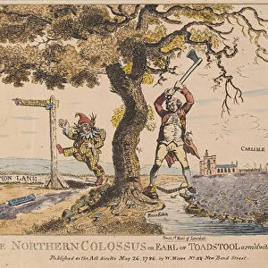 The Northern Colossus or Earl of Toadstool, pub. 1786 (hand coloured engraving)