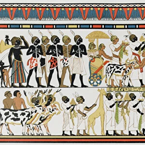 Nubian chiefs bringing presents to the King of Egypt, copy of an Ancient Egyptian wall
