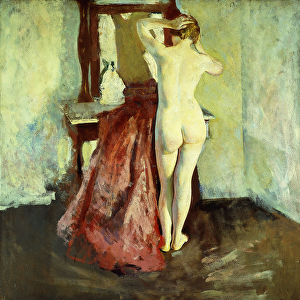 Nude Before Mirror, (oil on panel)