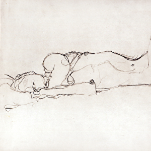 Nude Woman in Bed, c. 1914 (pencil on paper) (b / w photo)