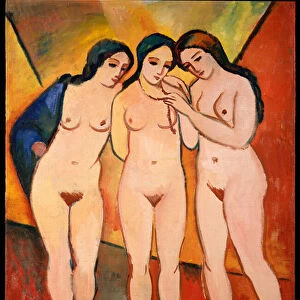 Three Nude Women (Red and Orange), 1912 (oil on canvas)