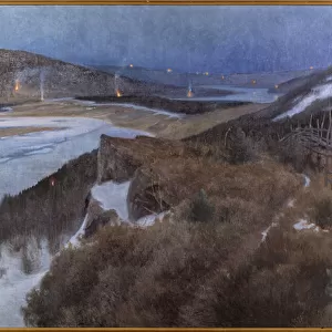 Nuit de Walpurgis a Bergslagen - Walpurgis Night in Bergslagen, Grangaerde in Dalarna, by Schultzberg, Anshelm Leonard (1862-1945). Oil on canvas, 1896. Dimension : 168x240 cm. Nationalmuseum Stockholm
