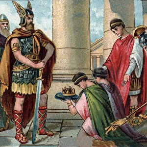 Odoacre (Odovacar, 435-493), chief of the Herules, obliges the abdication of Romulus