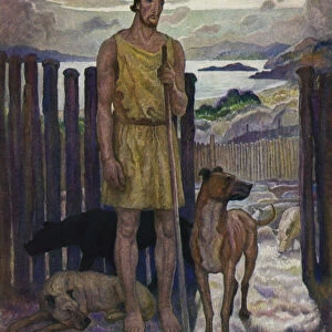 Odyssey: Eumaeus, The swineherd (colour litho)