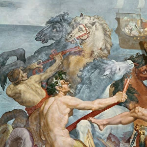 The Odyssey, detail of the Tritons and the horses from Neptunes chariot, 1554-56 (fresco)