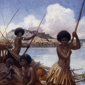 Off to Market, British New Guinea (colour litho)