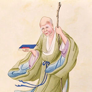 An old Chinese man, illustration from an album of mythological Chinese persons
