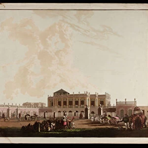 Old Government House from the Views of Calcutta, 1788 (aquatint, ink & w / c on paper)