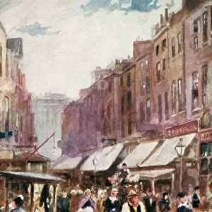 Old London: Clare Market, near the Strand (colour litho)