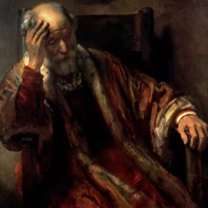 An Old Man in an Armchair (oil on canvas)