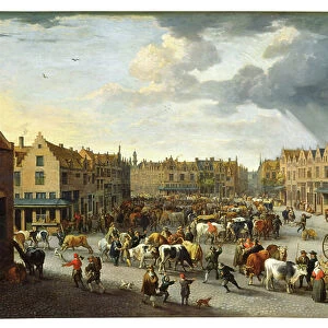The Old Ox Market in Antwerp (oil on canvas)