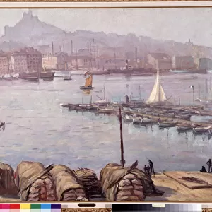 The old port of Marseille and Notre Dame de la Garde (Notre-Dame-de-la-Garde), also called the Good Mother"Painting by Emile Bernard (1868-1941) 1929 Dim