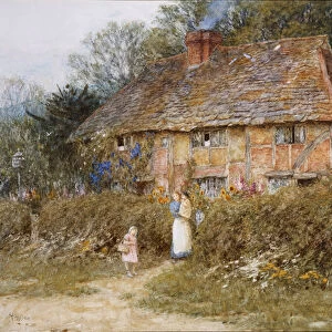 Old Surrey Cottage (watercolour with scratching out)