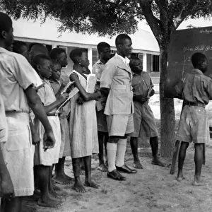 Open Air Classroom, Sunyani, Ghana, c. 1950 (b / w photo)