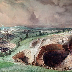 Open-cast Mines at Blanzy, Saone-et-Loire, 1857 (w / c on paper)