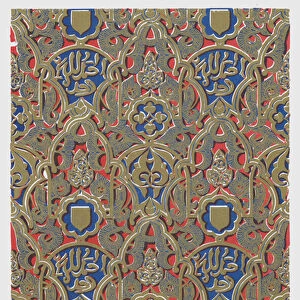 Ornament on the walls, Hall of the Abencerrages (colour litho)