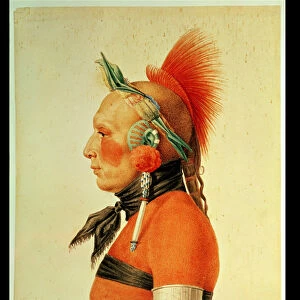 An Osage Warrior, 1804 (colour litho)