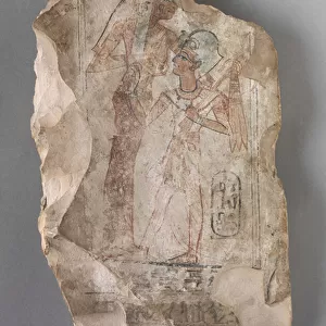 Ostracon: Ramesses II Suckled by a Goddess, c. 1279-1213 BC (painted limestone)