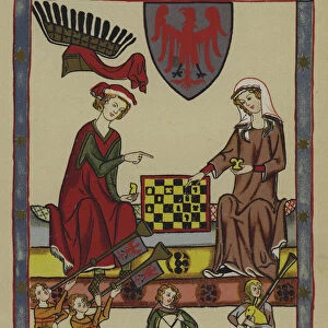 Otto IV, Margrave of Brandenburg and his wife, Hedwig of Holstein (colour litho)